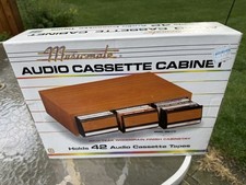 Musicmate Audio Cassette Cabinet Holds 42 Tapes Model MM-319 Woodgrain Open Box