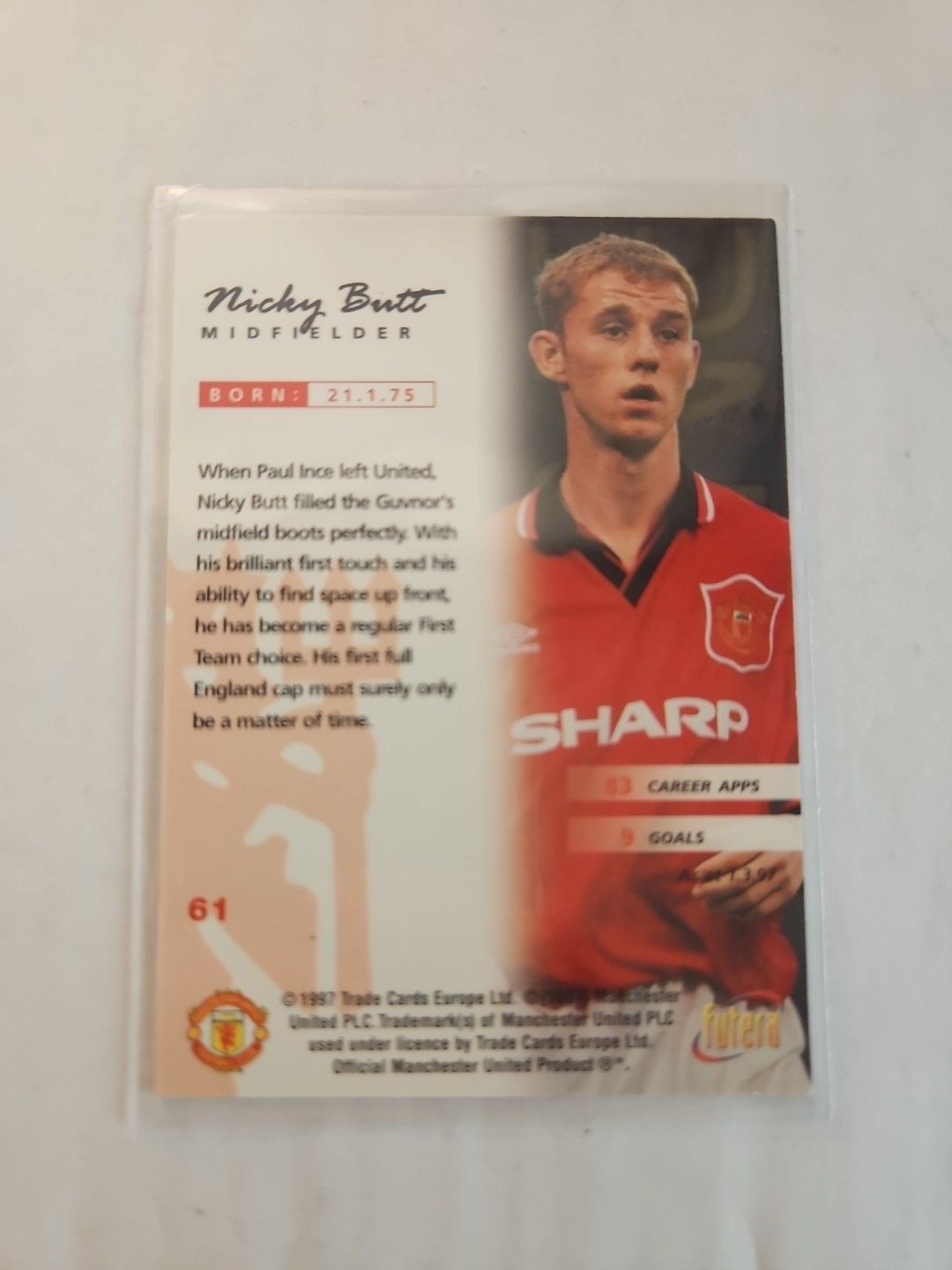 1997 Futera Manchester United - Online Nicky Butt image 2