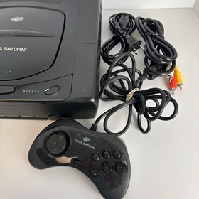 SEGA Saturn Console Black w/ Power & AV Cords, NTSC-U/C MK-80000 Tested
