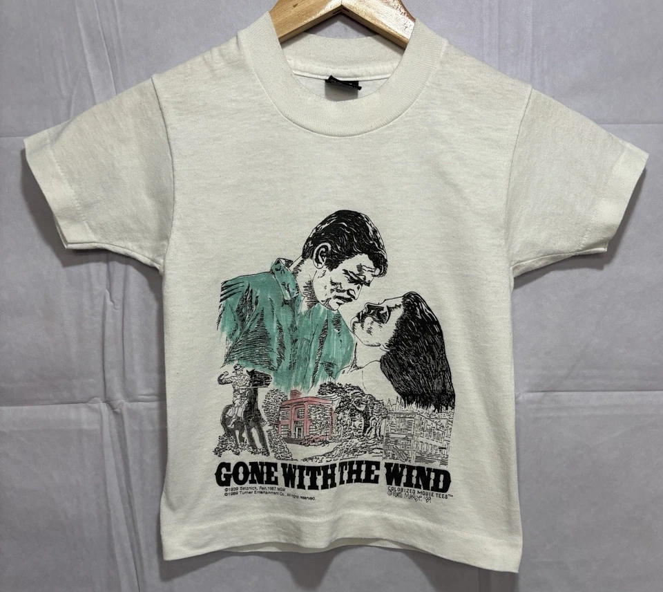 Vintage Shirt Gone With The Wind Youth Kid Child 1980s Screen Stars Famous Scene - Image 2 of 4