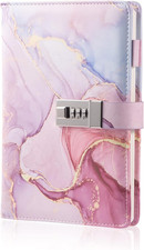 Marble Diary with Lock for Girls and Women, A5 Leather Locked Journal for Teen G