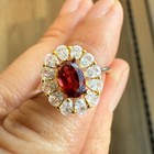 925 Sterling Silver Ring 6x4mm Natural Rhodolite Garnet Zircon Flower Handmade — photo 10