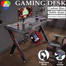 1.2M 120CM Gaming Desk Computer Desk Office Home Desk W/ LED Lights RGB Lighting — image 1