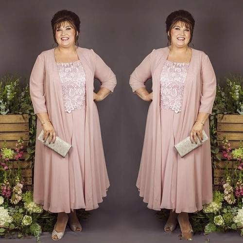 Mother of the Bride Dresses With Jacket Ankle Length Lace Chiffon Plus Size - Picture 1 of 10