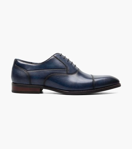 Zapatos Oxford Stacy Adams Kalum 25568-410 punta gorra azul marino - Imagen 3 de 17