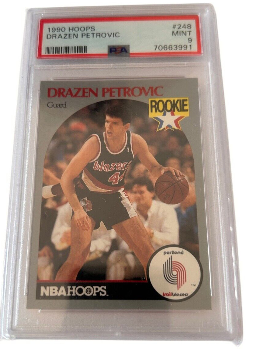 1990-91 NBA Hoops - #248 Drazen Petrovic (RC) PSA 9
