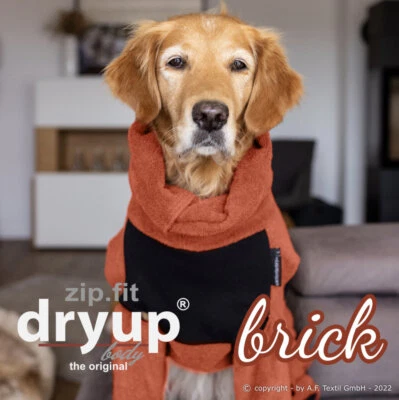 ACTIONFACTORY Dryup Body Zip Fit Bademantel Hunde Hundebademantel Trockencape Brick