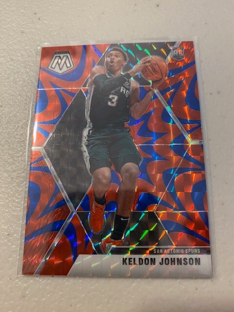 Keldon Johnson 2019-20 Panini Mosaic #238 Red Blue Reactive Prizm RC Spurs