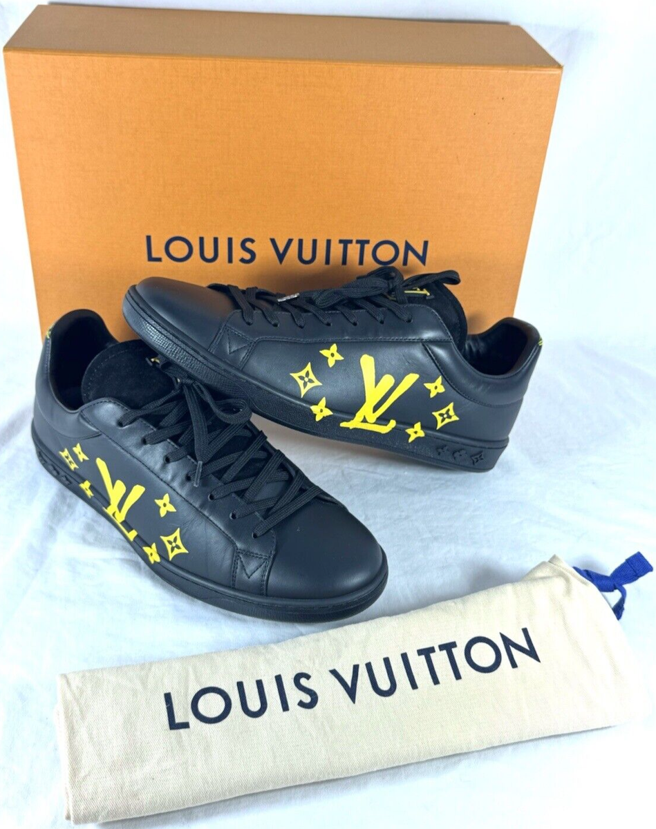 LOUIS VUITTON Black Leather Luxembourg Samothrace Men's Sneakers