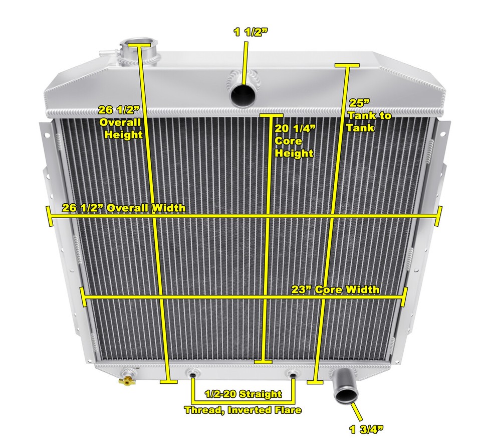 DR Champion 3 Row Radiator Chevy Configuration for 1953 - 1956 Ford ...
