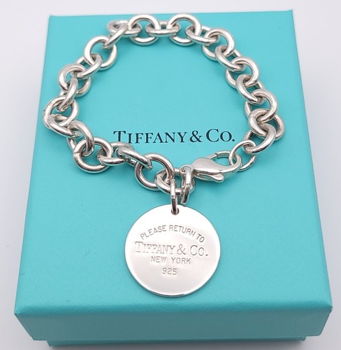 Tiffany & Co Sterling Silver Return to Tiffany Circle Tag Link Bracelet 7.75" - Picture 2 of 9