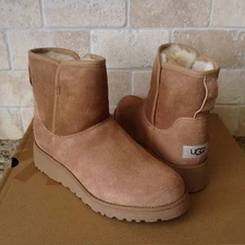UGG KRISTIN CLASSIC SLIM CHESTNUT SUEDE WEDGE ANKLE BOOTS SIZE US 6.5 WOMEN