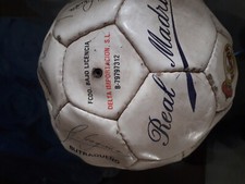 real madrid ball fußball lederball vintage  untetrschriften