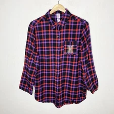 Savage Fenty Night Star Chaser Flannel Sleep Top Red Purple Black Women’s 8-10