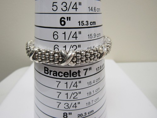 Designer LAGOS Sterling Silver 9mm Triple "X" Embrace Caviar Beaded Bracelet - Picture 7 of 7