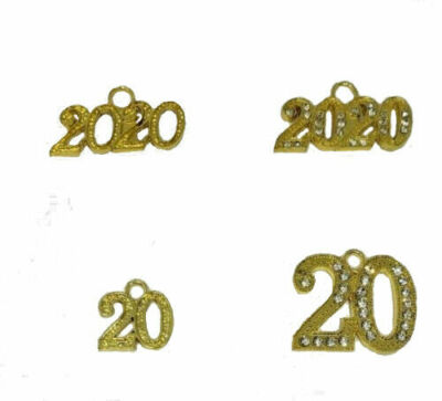 2020 20 Gold Rhinestone Bling Drop Date Year Charm for Graduation Tassel Lot
