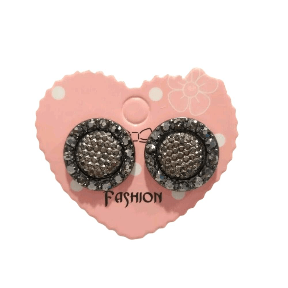 Vintage Grey Rhinestone Stud Earrings with Post Backs