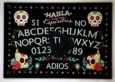 A4 Wooden Day of the Dead Ouija Board, Classic Sun, Moon & Stars with Planchette