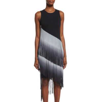 Haute Hippie The Cowgirl Ombre Fringe Women's Black Dress