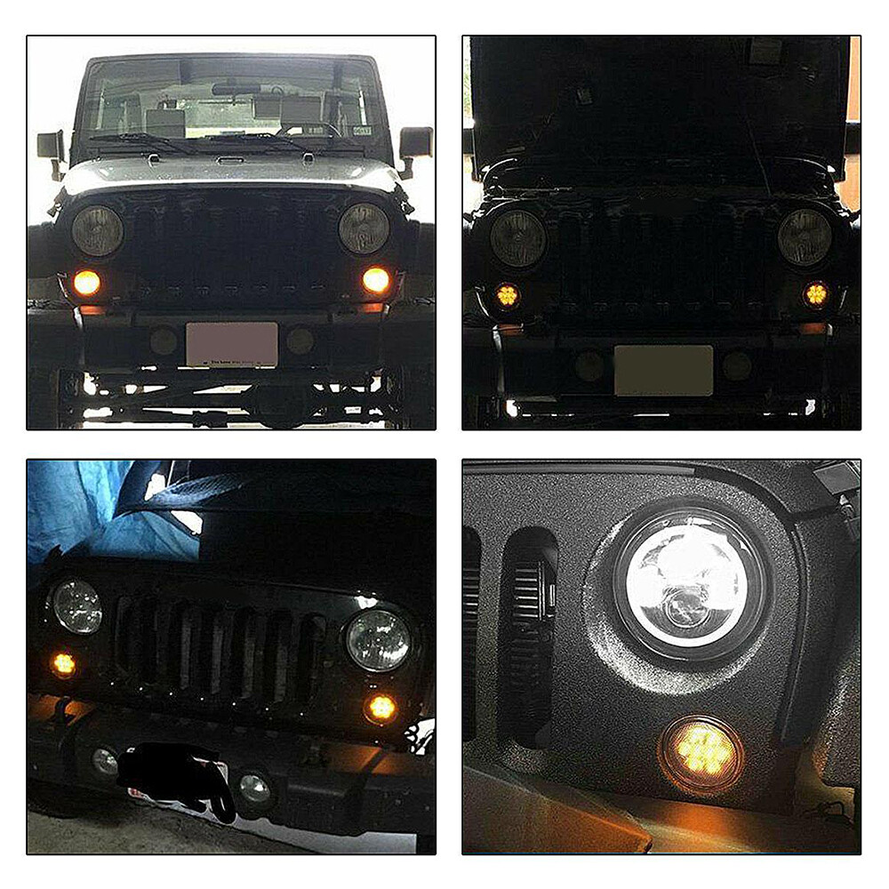 For 2007-2018 Jeep Wrangler JK Smoke Amber Side Fender Marker Light Accessories