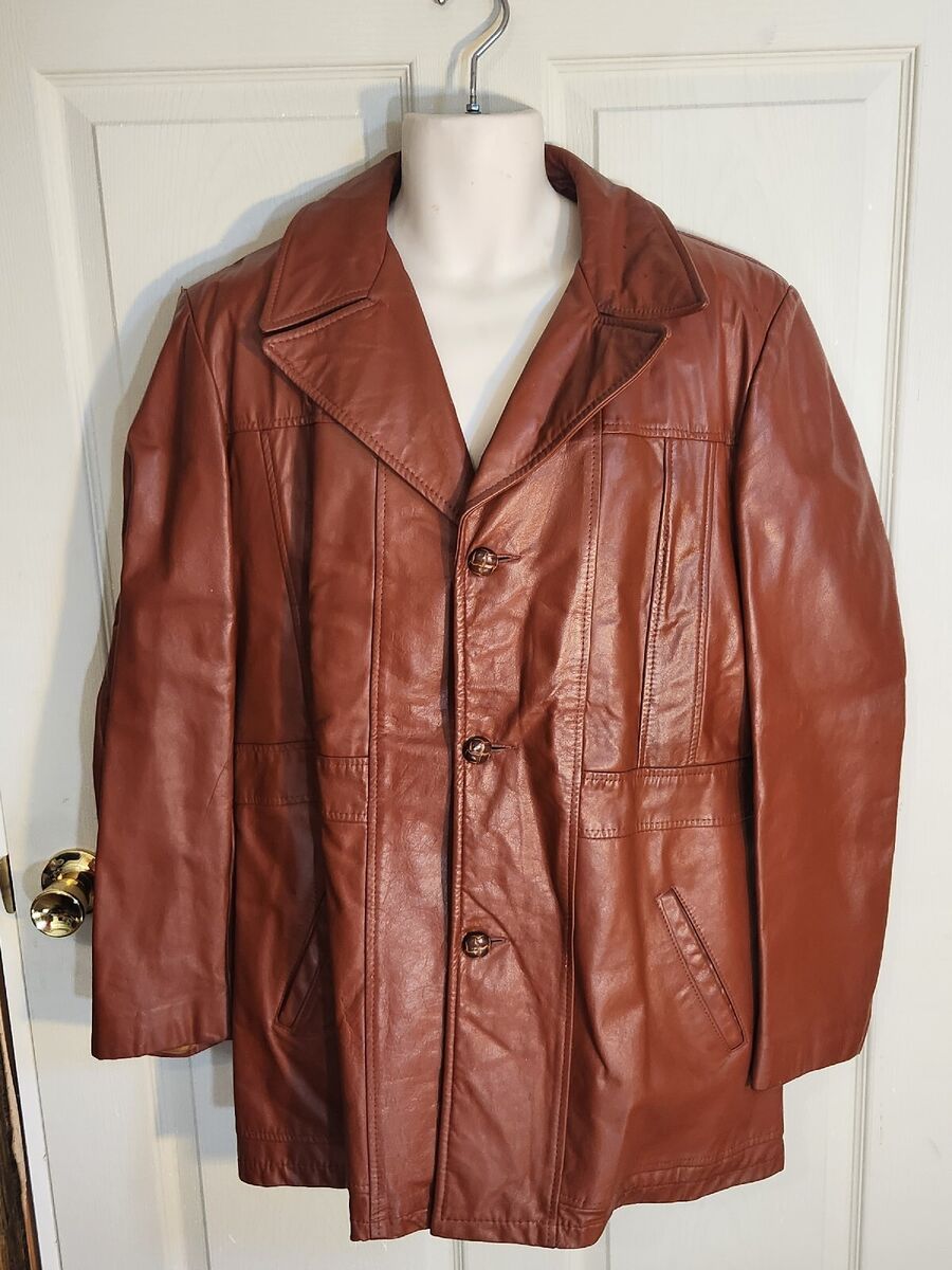 Vintage 70s JC Penney Brown Leather Jacket Size 42L Coat Vintage 70s JC Penney Brown Leather Jacket Size 42L Coat