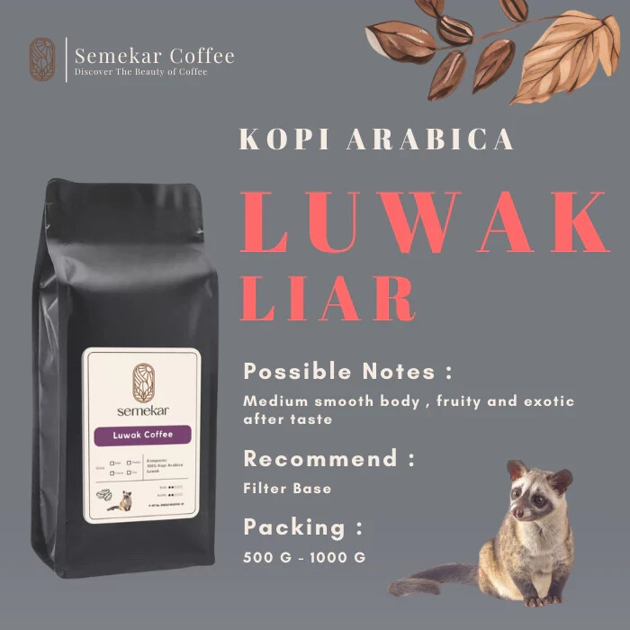 コーヒー ARABICA LUWAK LIAR 200G Premium Wild Kopi Luwak Arabica