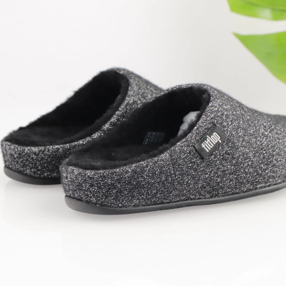 Fitflop Womens Chrissie Glimmerwool Mule Size 5 Black Lame Slipper Shoe Slip On - Image 3 of 4
