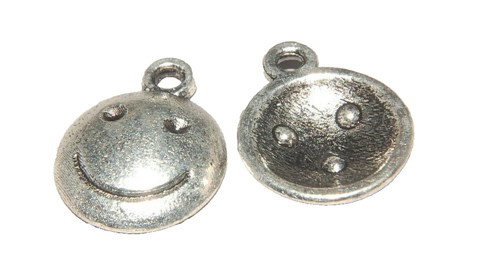 Dije Smile Smiley Face #1 plata tibetana J1143 Foto 2 de 4