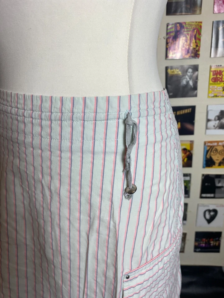 Vintage 90's Y2K Cop copine maxi white striped pink skirt pockets numbers tie - Image 3 of 4