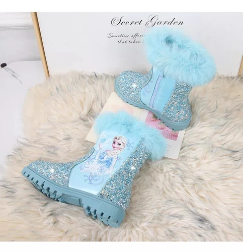 Winter Neu Elsa Kinder Mädchen Elsa Prinzessin Kristall Paillette Kurze Stiefel - Bild 21 von 42