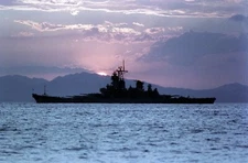US Navy Battleship USS Iowa (BB-61) at sunset 12X18 Photograph B3