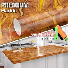 12"x48" Gloss Marble Granite Look Vinyl Wrap Contact Paper Home Kitchen DIY D27