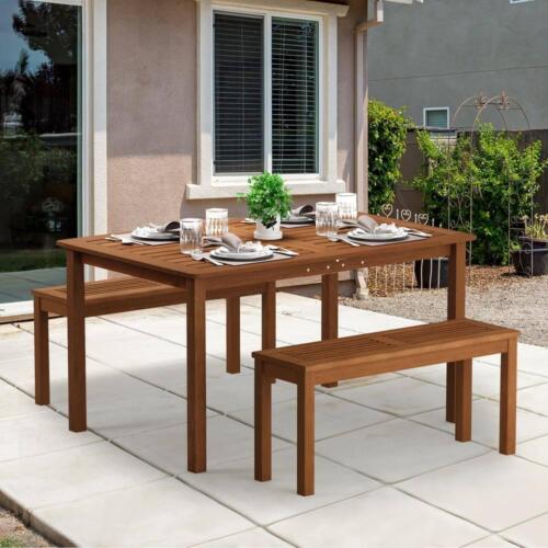 Furinno Patio Dining Tables 29.1"Hx59"Wx35.5"D Tioman Hardwood Outdoor Natural - Picture 8 of 8