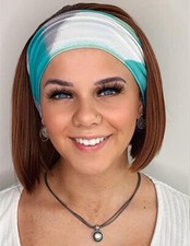 Light Auburn Headband Wig Short Brown Wigs for Women Straight Bob Human Hair Wig
