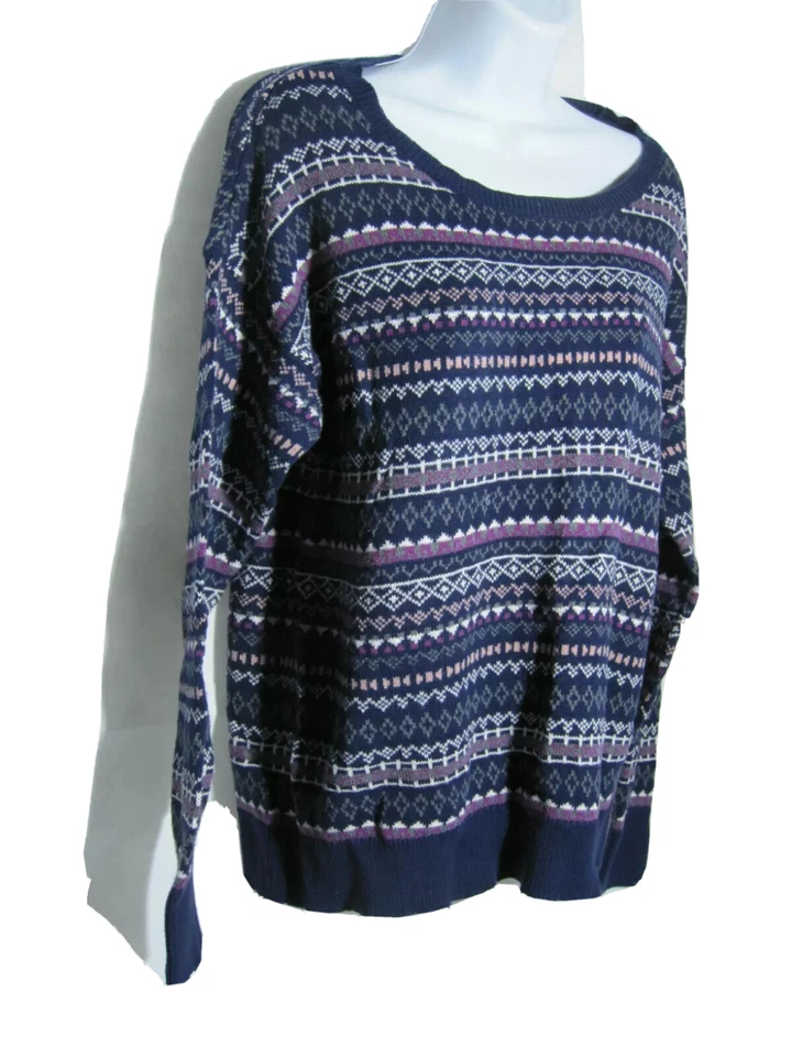 Mossimo Mujer Azul Marino Adorno Suéter Sudadera 100% Algodón Talla L Foto 2 de 2