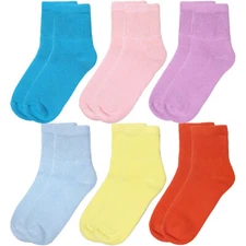 6 Pair Women Loose Fit Quarter Diabetic Socks Cotton Circulatory Non Binding Top