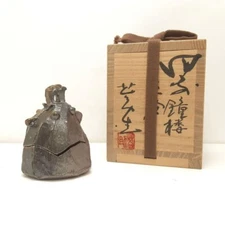 Vintage Japanese Bizen Ware Incense Container Kogo Bell Signed