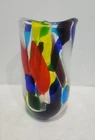 Murano Art Vase Italian Handblown Glass 9" X 5" Heavy