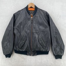 Chevignon Leather Bomber Jacket Medium Black ...