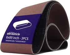 3 Pcs 6 x 89 Inch Assorted Aluminum Oxide Sanding Belt - 6x89(3pcs), Brown 