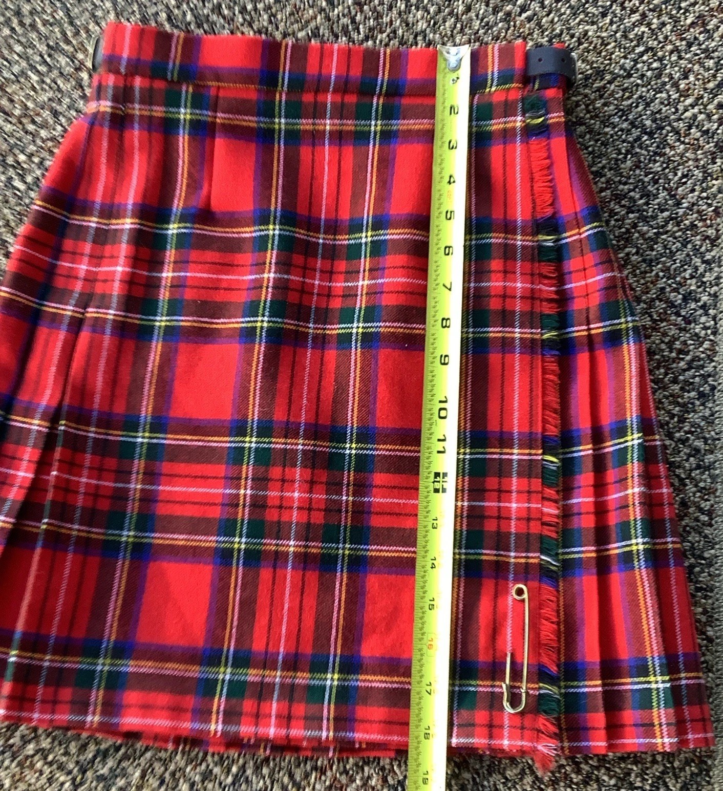 VTG James Pringle Weavers Tartan Wool Kilt Skirt Excellent Size 10 Scotland image 9