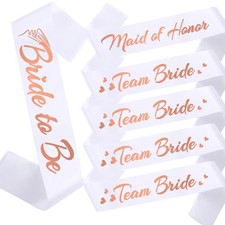 6 PCS Team Bride Maid Of Honor Sashes Bachelorette Wedding Party Decor