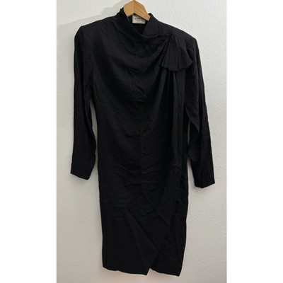 A-K-R-I-S Akris Black Long Sleeve Dress Solid Midi Women Size 12