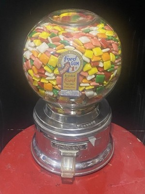 Original OLD Penny Glass Globe Ford Gumball Machine Ford Gum And Machine Co USA