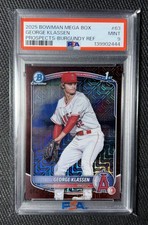 2025 Bowman Mega Box George Klassen 1st Burgundy Refractor /275 #BCP-63 Psa 9