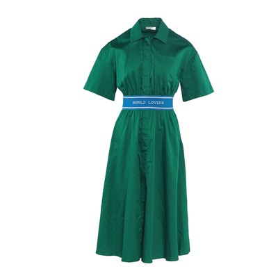 Sandro Paris Women's Green Cotton Shirt Midi Dress Size 34 XS 6 R20443E