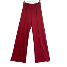 VTG 70s Bell Bottom Pants M Red High Rise Disco Wide Leg Palazzo Retro Leisure
