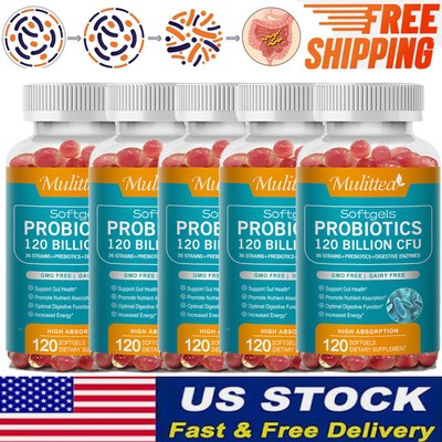 Raw Probiotics 120 Billion CFU Potency Digestive Immune Health 120 Capsules