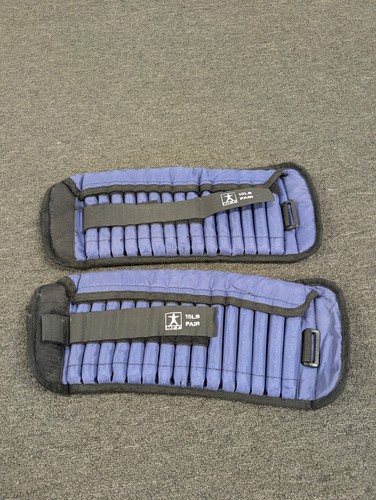 MFF Adjustable Ankle Weights 15lb Pair (7.5 lbs Each) Removable Iron Bars Blue