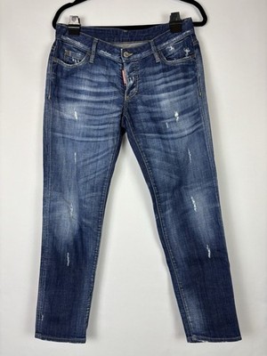 Dsquared2 Jeans Women s Cropped Low Rise Buttons Y2K Blue Uk8 Size 40